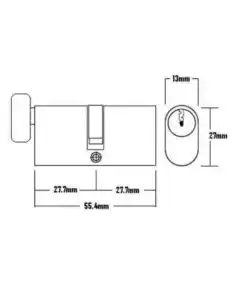Alternative view of Oval Key and Turn Cylinders for Patio Doors