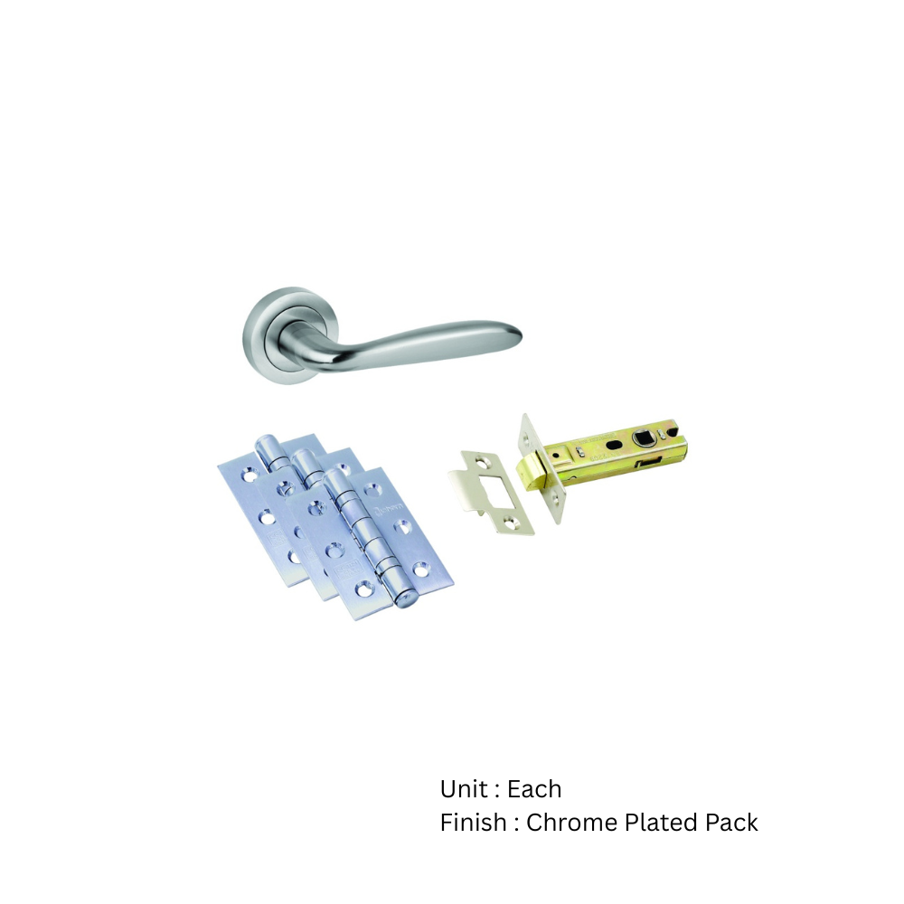 Internal Fire Door Pack - Lincoln (3pcs Ce7 75mm Tub Latch) 76 Mm Chrome Plated Pack 2 Internal Fire Door Pack - Lincoln (3pcs Ce7 75mm Tub Latch) 76 Mm Chrome Plated Pack