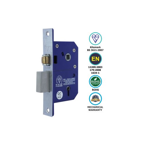 Bs3621 5 Lever Sash Lock (3k74) Retro Fit 66mm, 76mm - Satin Stainless and Electro Brass - Each 2 Bs3621 5 Lever Sash Lock (3k74) Retro Fit 66mm, 76mm - Satin Stainless and Electro Brass - Each