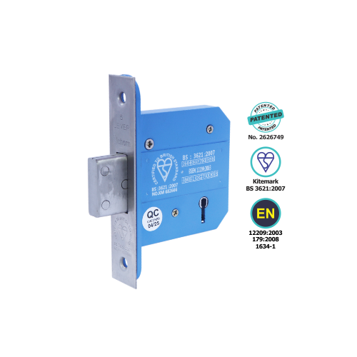 Bs3621 Zenith 5 Lever Dead Lock (Smallest Case) 63mm, 76mm - Satin Stainless and Polished Stainless - Each 2 Bs3621 Zenith 5 Lever Dead Lock (Smallest Case) 63mm, 76mm - Satin Stainless and Polished Stainless - Each