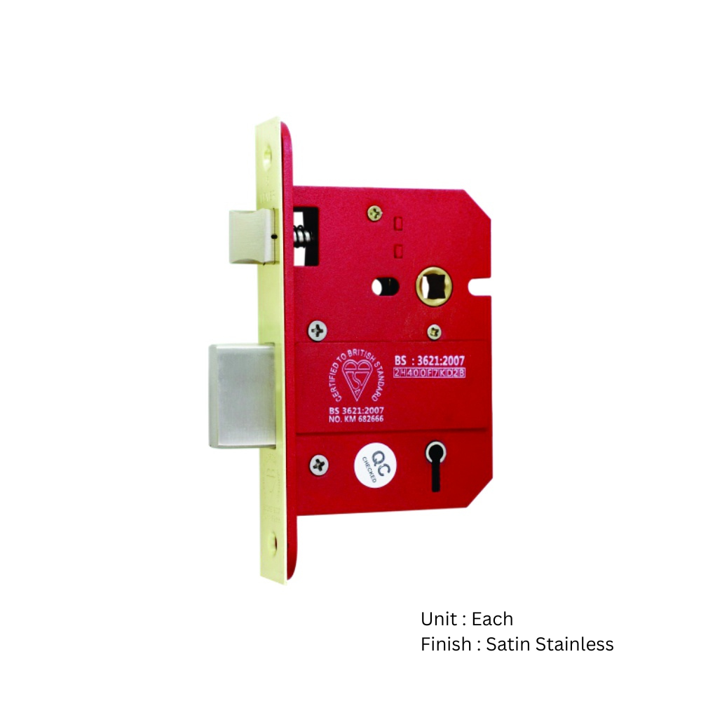 Bs3621 5 Lever Sash Lock 66mm, 76mm - Satin Stainless and Satin Brass - Each 2 Bs3621 5 Lever Sash Lock 66mm, 76mm - Satin Stainless and Satin Brass - Each