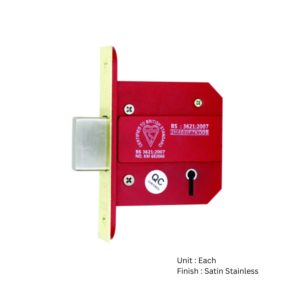 Bs3621 5 Lever Dead Lock 66mm, 76mm - Satin Stainless and Satin Brass - Each 2 Bs3621 5 Lever Dead Lock 66mm, 76mm - Satin Stainless and Satin Brass - Each