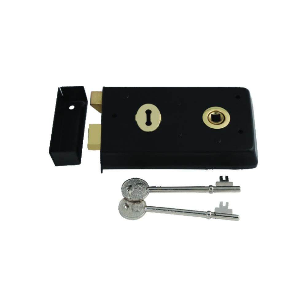 Narrow Style Rim Lock 140 X 76mm Epoxy Black Each 1 Narrow Style Rim Lock 140 X 76mm Epoxy Black Each