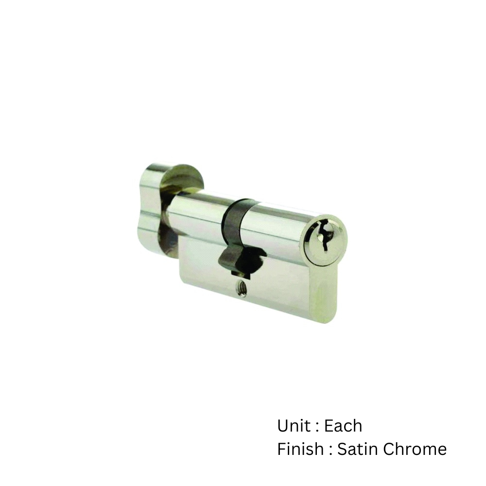 Euro Profile Cylinder And Turn Offset 60/40t Satin Chrome Each 2 Euro Profile Cylinder And Turn Offset 60/40t Satin Chrome Each