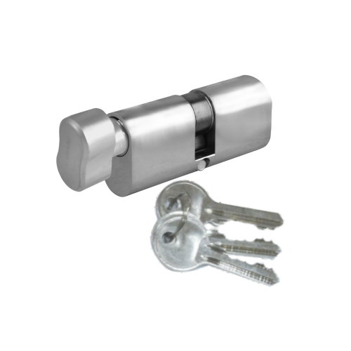Oval Profile Cylinder And Turn 35/35 Satin Chrome and Brass Each 1 Oval Profile Cylinder And Turn 35/35 Satin Chrome and Brass Each