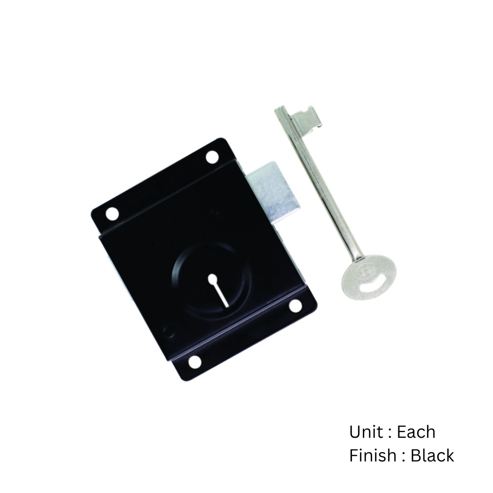 Contract Press Lock C/W 1 Key 65mm Epoxy Black Each 2 Contract Press Lock C/W 1 Key 65mm Epoxy Black Each