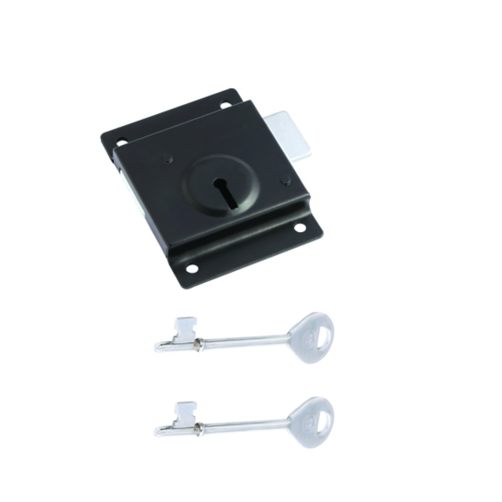 Press Lock C/W 2 Long Keys 76mm Epoxy Black Each 1 Press Lock C/W 2 Long Keys 76mm Epoxy Black Each