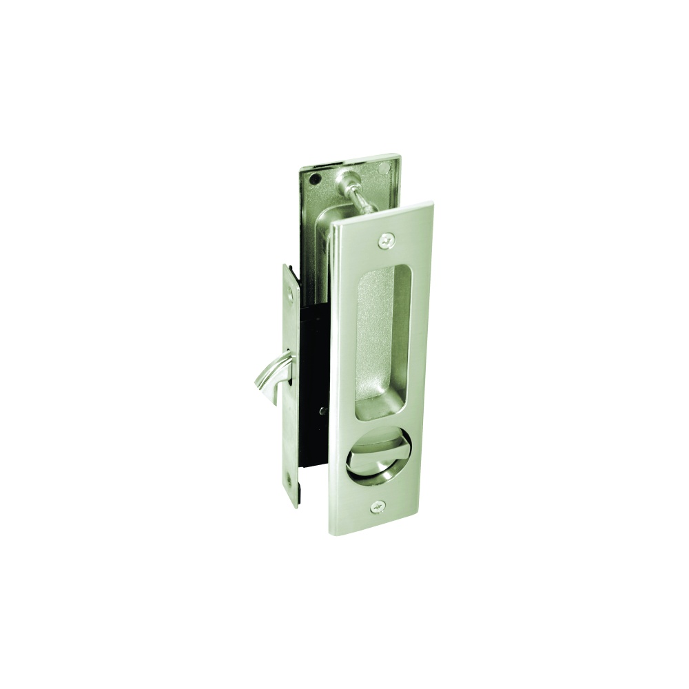 Sliding Door Set - Privacy / Bathroom - Satin Nickel Plated Each 1 Sliding Door Set - Privacy / Bathroom - Satin Nickel Plated Each