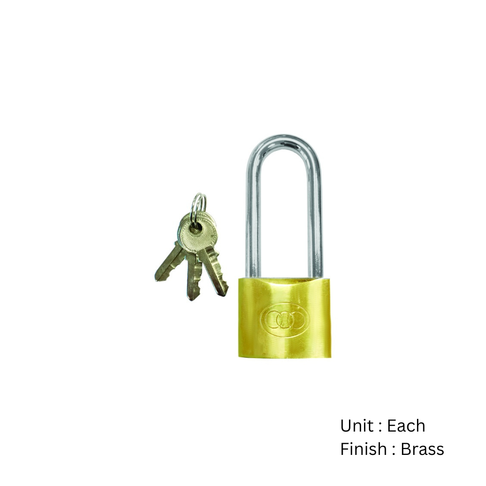 Tri-Circle Brass Padlock - Long Shackle 32mm Brass Each 2 Tri-Circle Brass Padlock - Long Shackle 32mm Brass Each