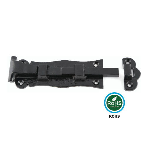 Black Antique Scroll Straight Door Bolt 75mm and 100mm Epoxy Black Each 3 Black Antique Scroll Straight Door Bolt 75mm and 100mm Epoxy Black Each