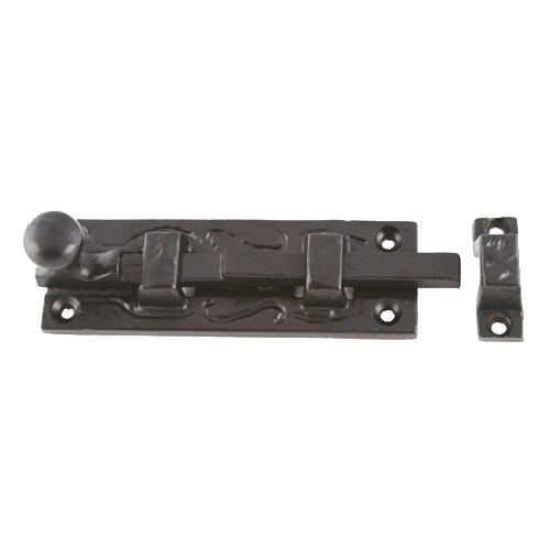 Black Antique Door Bolt With Knob - Straight 75mm and 100 Epoxy Black Each 1 Black Antique Door Bolt With Knob - Straight 75mm and 100 Epoxy Black Each