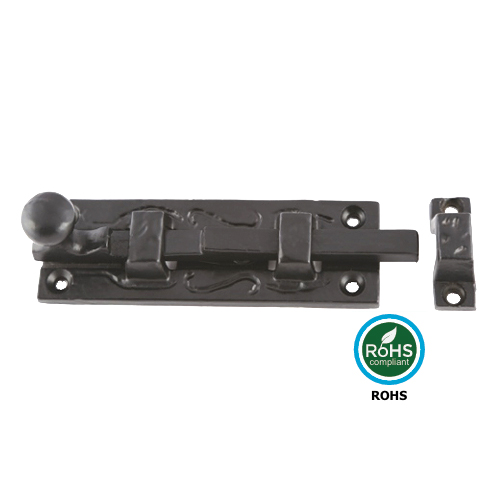 Black Antique Door Bolt With Knob - Straight 75mm and 100 Epoxy Black Each 2 Black Antique Door Bolt With Knob - Straight 75mm and 100 Epoxy Black Each