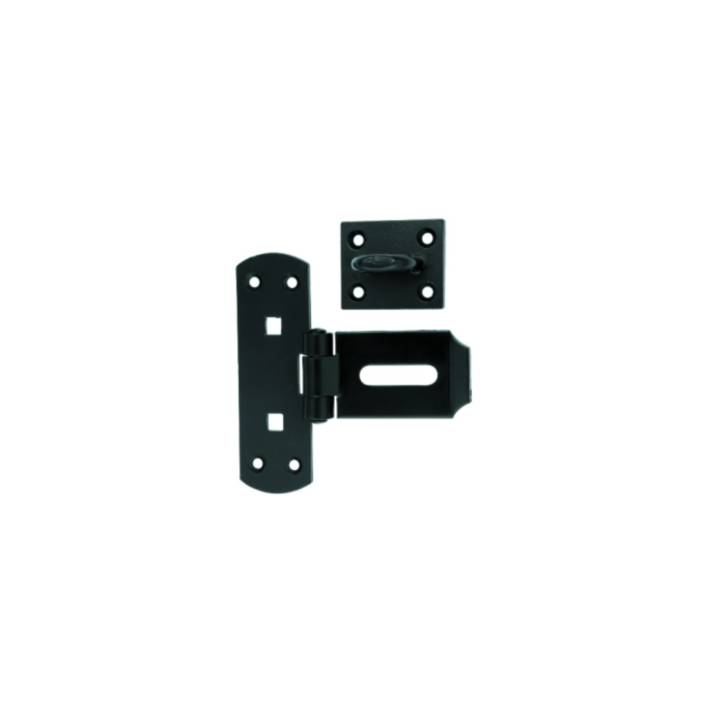 Vertical Hasp And Staple 150mm Black Durosil and Galvorite Silver Finish Each 1 Vertical Hasp And Staple 150mm Black Durosil and Galvorite Silver Finish Each