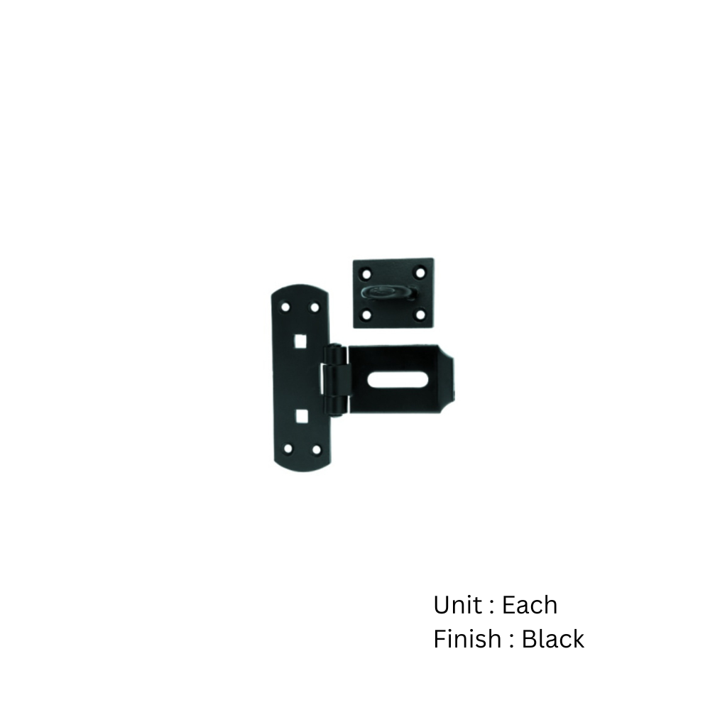 Vertical Hasp And Staple 150mm Black Durosil and Galvorite Silver Finish Each 2 Vertical Hasp And Staple 150mm Black Durosil and Galvorite Silver Finish Each