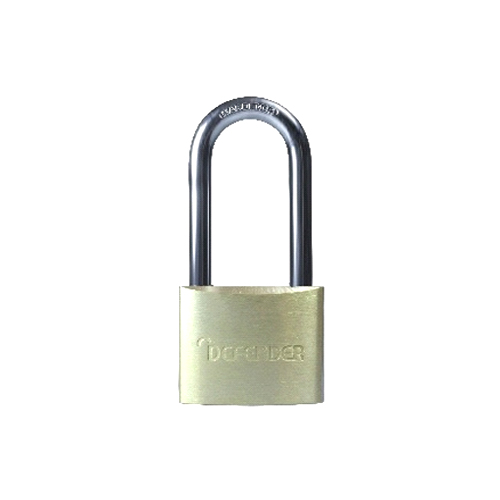 Squire Padlock Defender Long Shackle Dfbp4/2.5 40mm Brass Each 1 Squire Padlock Defender Long Shackle Dfbp4/2.5 40mm Brass Each