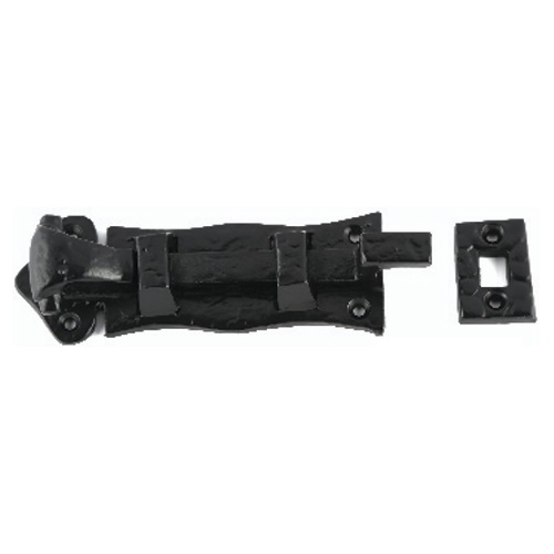 Black Antique Straight Door Bolt - Curly Tail 76mm Epoxy Black Each 1 Black Antique Straight Door Bolt - Curly Tail 76mm Epoxy Black Each