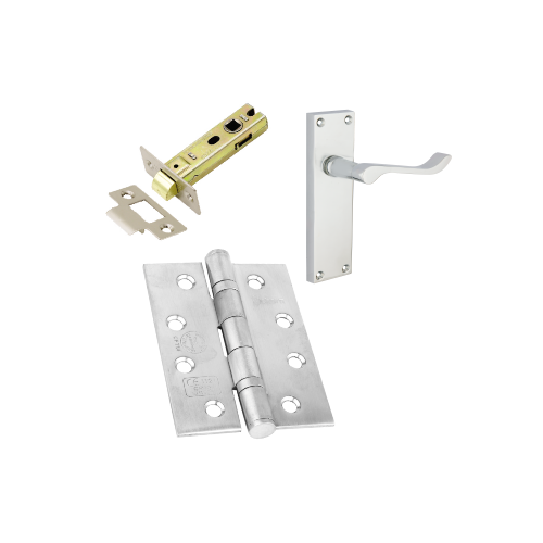 Scroll Fire Rated Latch Pack Chrome (Handle, 3pcs 100mm Hinge, 3" Latch) Chrome Plated Pack - Satin Chrome Pack 1 Scroll Fire Rated Latch Pack Chrome (Handle, 3pcs 100mm Hinge, 3" Latch) Chrome Plated Pack - Satin Chrome Pack