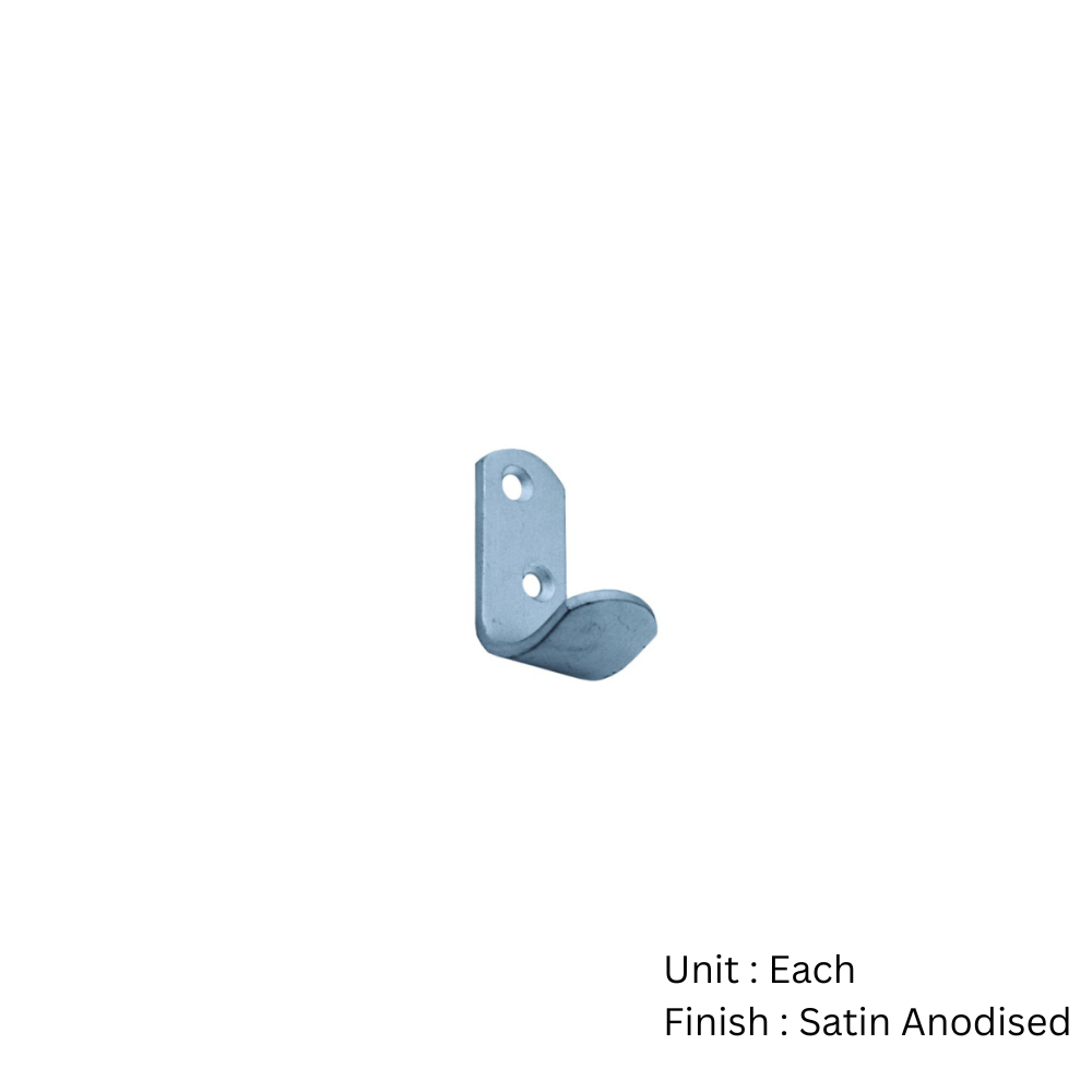 Aluminium Wardrobe Hook 51mm Satin Anodised Each 2 Aluminium Wardrobe Hook 51mm Satin Anodised Each