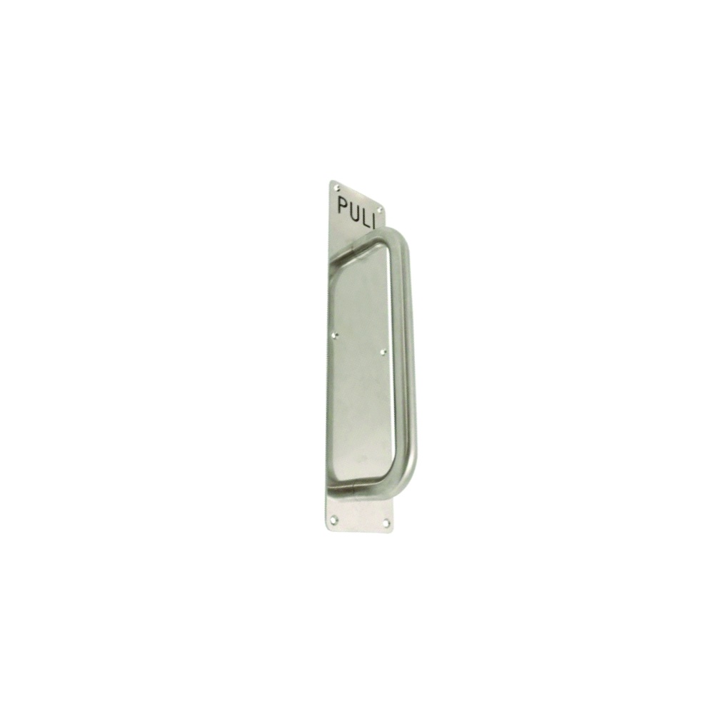 Stainless Steel Pull Handle On Plate - Brass Insert - Pull 225/300 X 19mm Satin Stainless Each 1 Stainless Steel Pull Handle On Plate - Brass Insert - Pull 225/300 X 19mm Satin Stainless Each