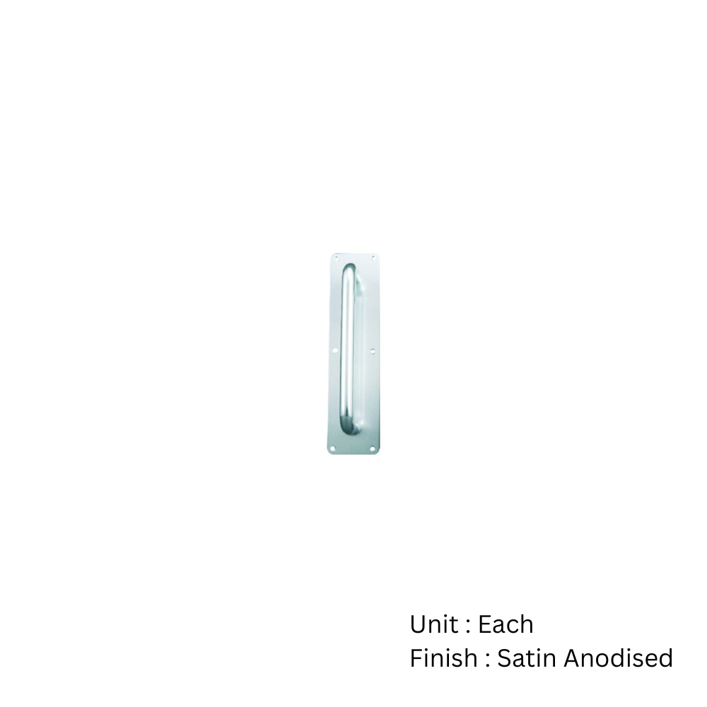 Aluminium Round Bar Pull Handle On Plate 300 X 19mm Satin Anodised Each 2 Aluminium Round Bar Pull Handle On Plate 300 X 19mm Satin Anodised Each