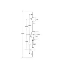 Alternative view of Scorpion Latch 3 Hooks 2 Rollers Split Spindle Multipoint Door Lock - Option 2 (top hook to spindle = 690mm)