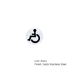 Stainless Steel Circular Sign - Disabled 76mm Satin Each 3 Stainless Steel Circular Sign - Disabled 76mm Satin Each