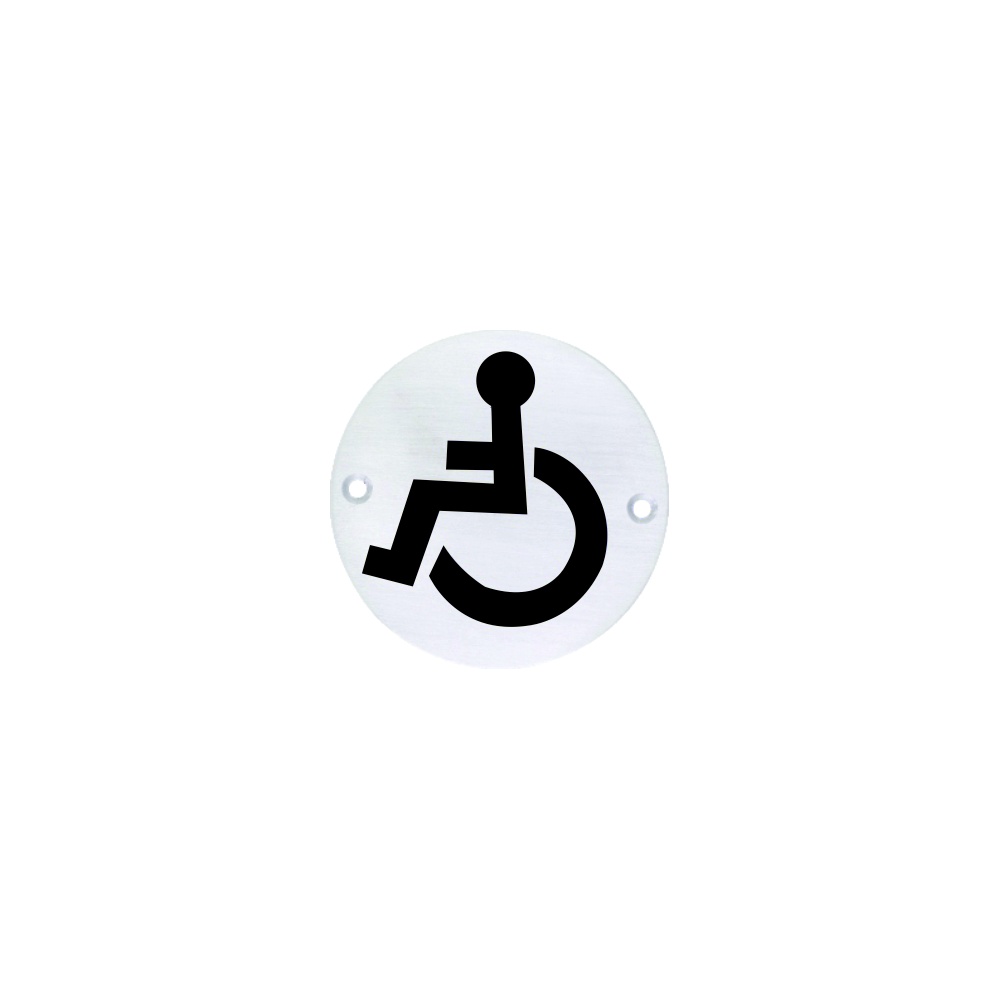 Stainless Steel Circular Sign - Disabled 76mm Satin Each 1 Stainless Steel Circular Sign - Disabled 76mm Satin Each