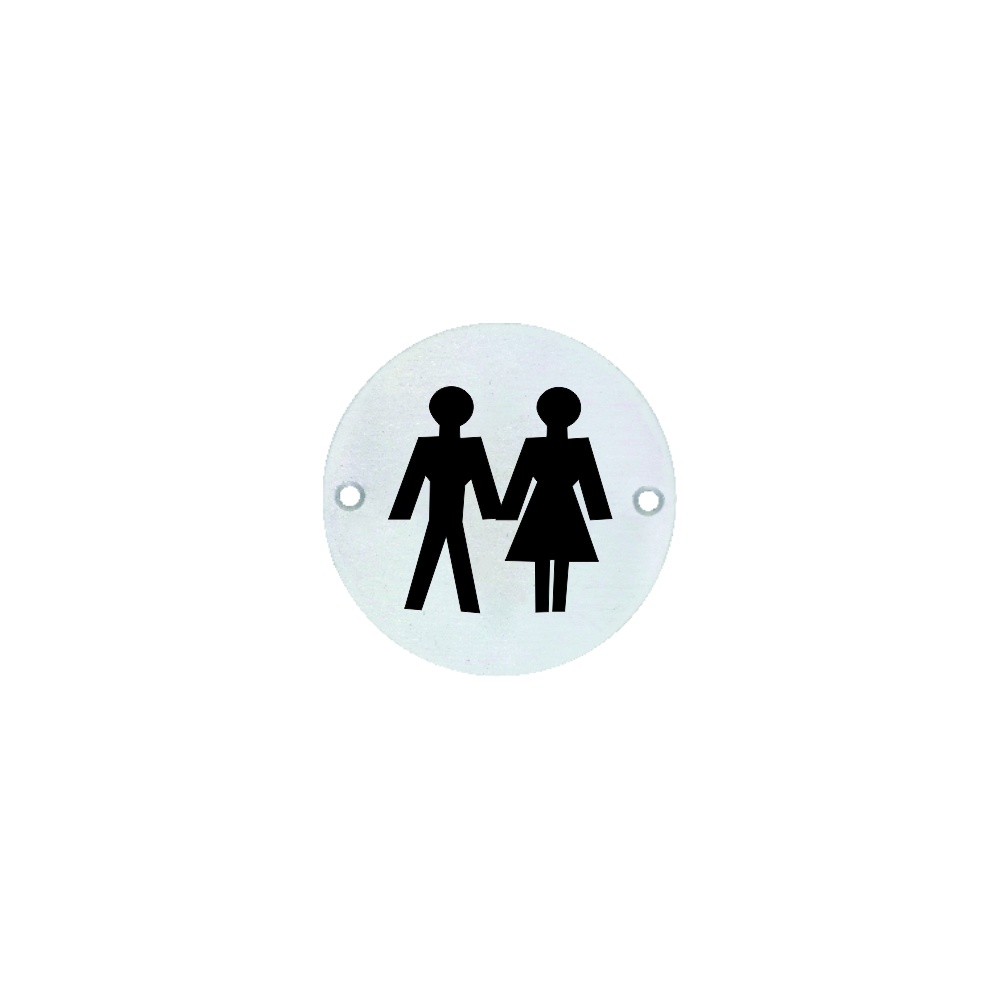 Stainless Steel Circular Sign - Unisex 76mm Satin Each 1 Stainless Steel Circular Sign - Unisex 76mm Satin Each