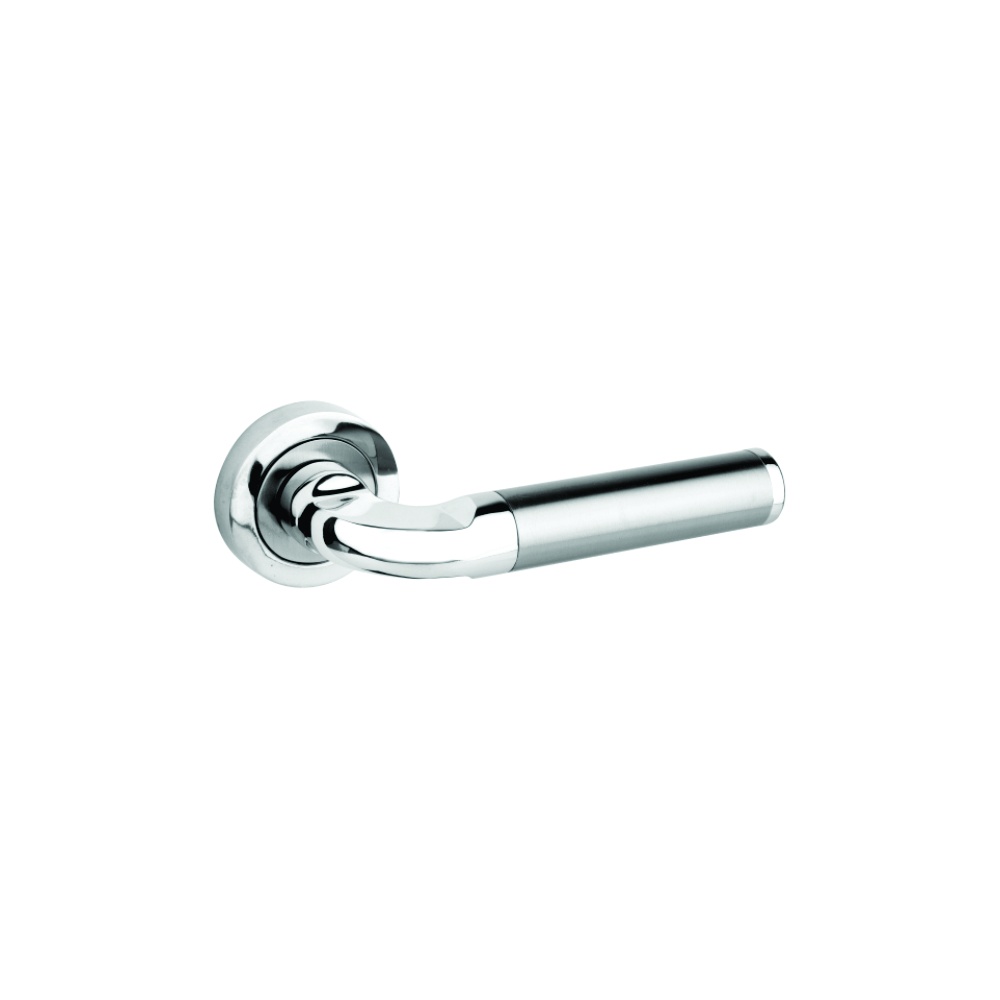 Alnwick Round Rose Latch Polished/Satin Chrome and Matt Black Set 1 Alnwick Round Rose Latch Polished/Satin Chrome and Matt Black Set