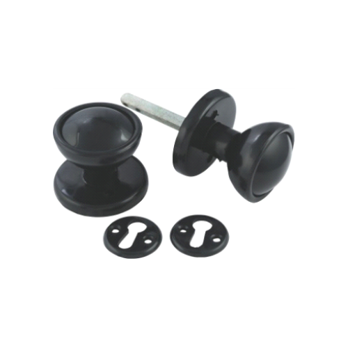 Plastic Rim/Mortice Knob Set 53mm Black Set 1 Plastic Rim/Mortice Knob Set 53mm Black Set