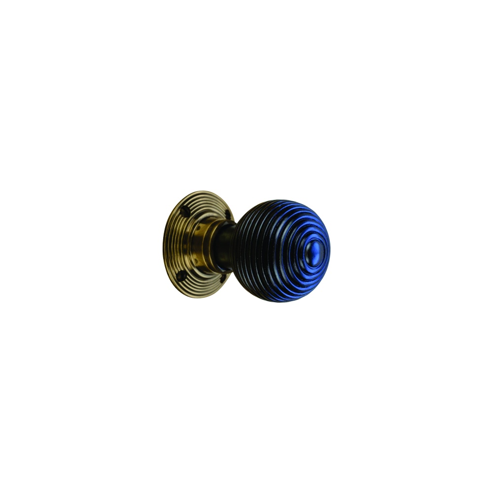 Ebony Beehive Wooden Mortice Knob 55mm Antique Brass Plate Set 1 Ebony Beehive Wooden Mortice Knob 55mm Antique Brass Plate Set