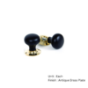 Ebony Bun Wooden Mortice Knob 55mm Antique Brass Plate Set 3 Ebony Bun Wooden Mortice Knob 55mm Antique Brass Plate Set