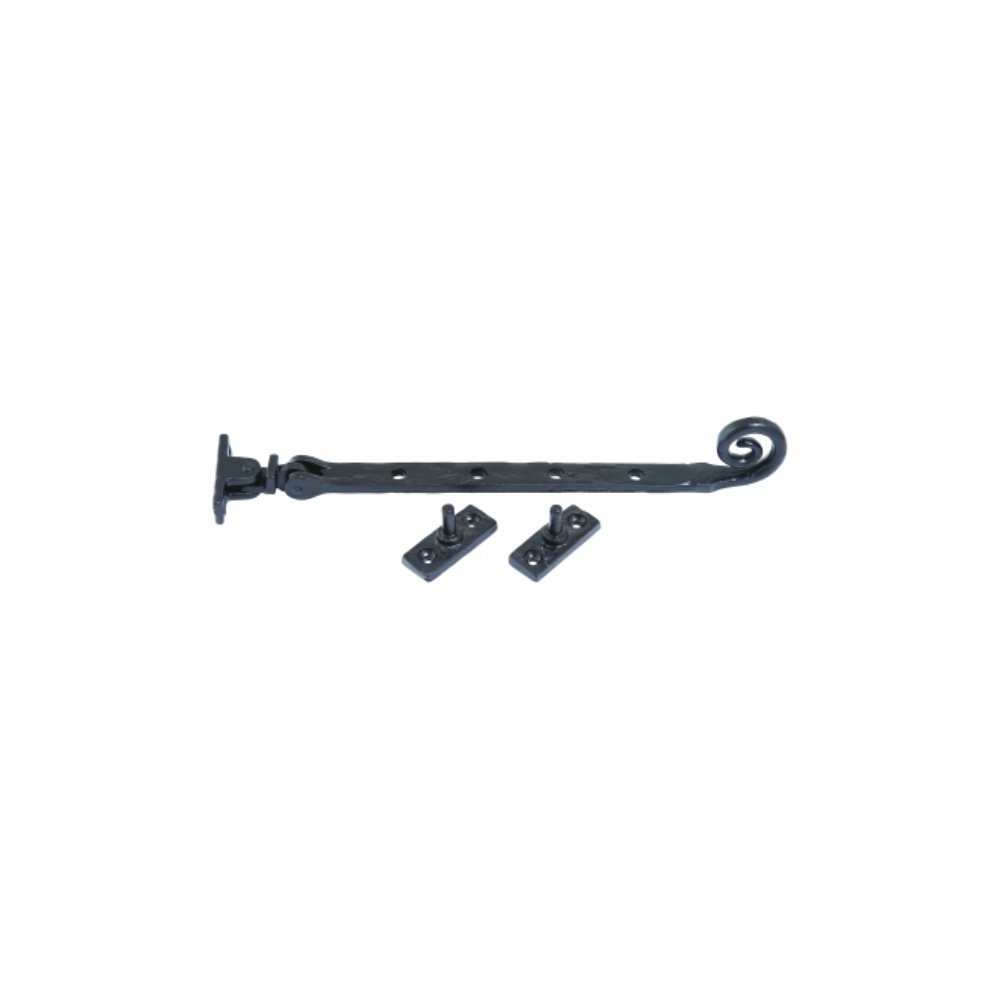 Black Antique Casement Stay - Curly 250mm Epoxy Black Each 1 Black Antique Casement Stay - Curly 250mm Epoxy Black Each