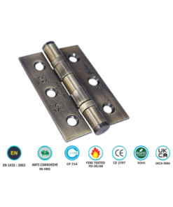 Mild Steel 2 Ball Bearing Hinge - CE7 - Pair Boxed 76 X 51mm with Different Finish
