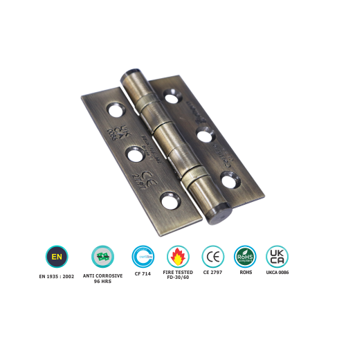 Stainless Steel Ball Bearing Hinge - Pair - Ce7 76 X 51mm Satin Pair 2 Stainless Steel Ball Bearing Hinge - Pair - Ce7 76 X 51mm Satin Pair