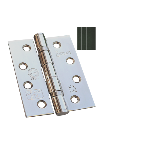 Stainless Steel Ball Bearing Hinge - 1 1/2 Pair C/W Intumescent Ce13 100 X 76 X 3mm Satin and Polished Pair 1 Stainless Steel Ball Bearing Hinge - 1 1/2 Pair C/W Intumescent Ce13 100 X 76 X 3mm Satin and Polished Pair