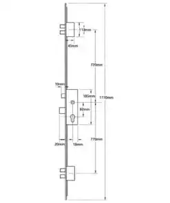 Alternative view of Thunderbolt Latch 5 Deadbolts Flat 16mm or 20mm Faceplate Lift Lever Multipoint Door Lock