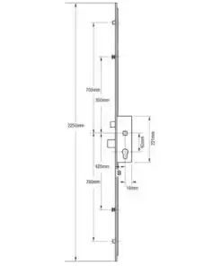 Alternative view of Latch Deadbolt 2 Rollers 2 Mushrooms Split Spindle Multipoint Door Lock - Option 1 (top roller to spindle = 730mm)