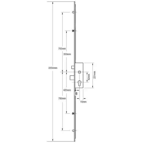 Latch Deadbolt 2 Rollers 2 Mushrooms Split Spindle Multipoint Door Lock - Option 1 (top roller to spindle = 730mm) 2 Latch Deadbolt 2 Rollers 2 Mushrooms Split Spindle Multipoint Door Lock - Option 1 (top roller to spindle = 730mm) - Image 2