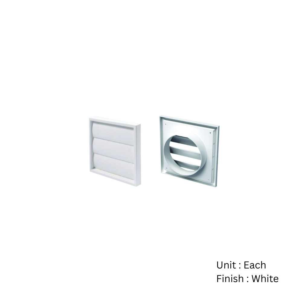 Gravity Vent For 100mm Duct - C/W Flyscreen 140mm X 140mm White Pvc and Brown Each 2 Gravity Vent For 100mm Duct - C/W Flyscreen 140mm X 140mm White Pvc and Brown Each