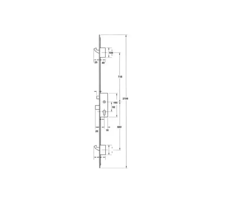 Europa Latch Deadbolt 2 Hooks 20mm Flat Faceplate Lift Lever Multipoint Door Lock 2 Europa Latch Deadbolt 2 Hooks 20mm Flat Faceplate Lift Lever Multipoint Door Lock - Image 2