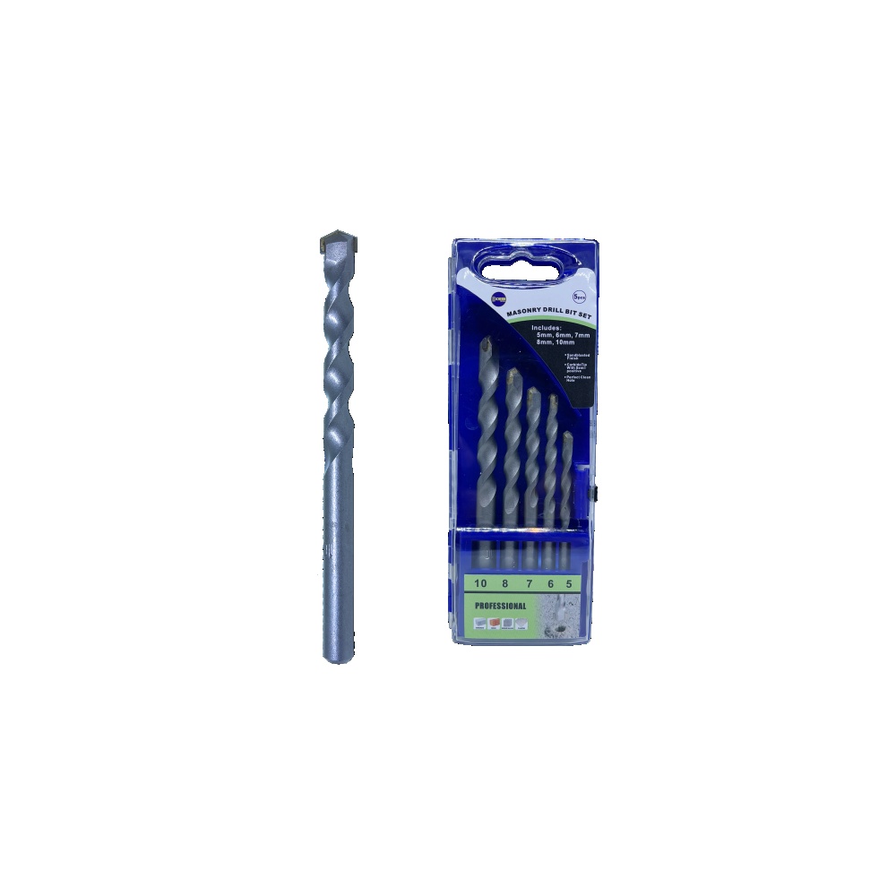 5pc Masonary Drill Bit Set 5,6,7,8,10mm Each 1 5pc Masonary Drill Bit Set 5,6,7,8,10mm Each