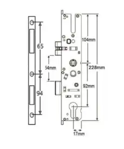 Alternative view of Latch & Deadbolt Multipoint Gearbox - Lift Lever