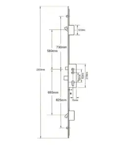 Alternative view of Latch Deadbolt 2 Hooks 2 Rollers Double Spindle Multipoint Door Lock (top roller to spindle = 730mm) - Shootbolt Compatible