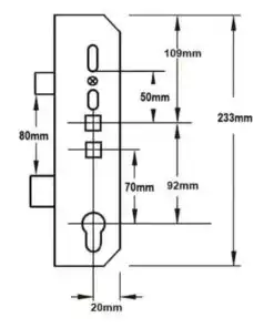Alternative view of Latch and Deadbolt Multipoint Gearbox - Lift Lever or Double Spindle