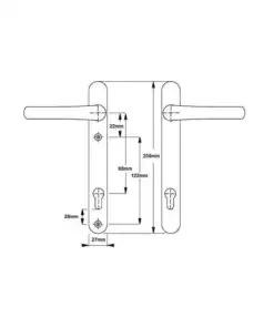 Alternative view of Windsor Lever Lever UPVC Multipoint Door Handles - 92mm PZ Sprung 122mm Screw Centres
