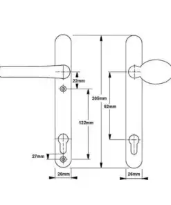 Alternative view of Windsor Lever Moveable Pad UPVC Multipoint Door Handles - 92mm PZ Sprung 122mm Screw Centres