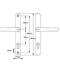 Alternative view of Universal Lever Lever UPVC Multipoint Door Handles - 92mm PZ Sprung 265mm Screw Centres