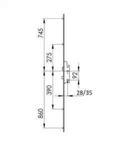 Alternative view of Economy Compact Latch Deadbolt 4 Rollers Lift Lever Multipoint Door Lock