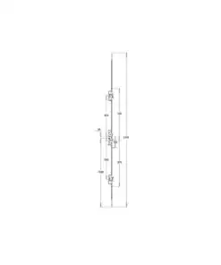 Alternative view of Excalibur Latch 3 Hooks 2 Anti Lift Pins 3 Rollers Multipoint Door Lock - Option 2 (top hook to spindle = 615mm)